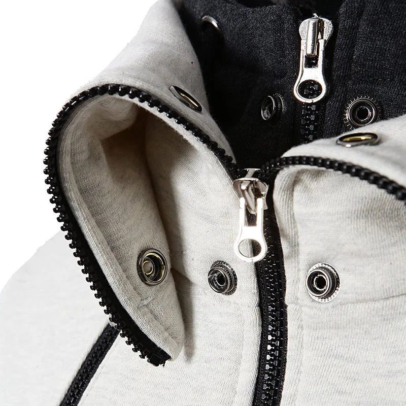 Herren Sport Hoodie Multi-Taschen – Laufjacke mit Reißverschluss für Training