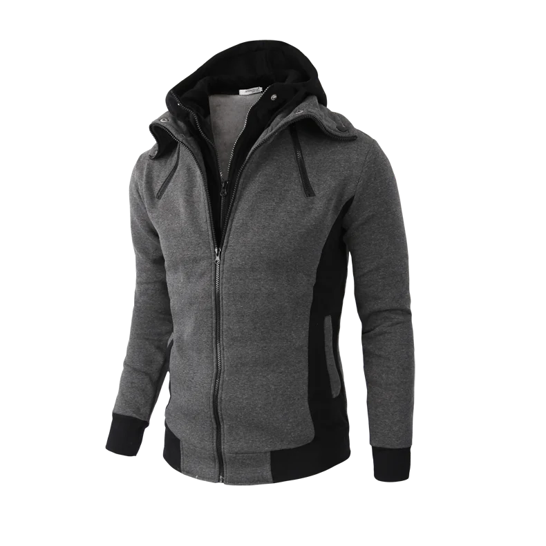 Herren Sport Hoodie Multi-Taschen – Laufjacke mit Reißverschluss für Training
