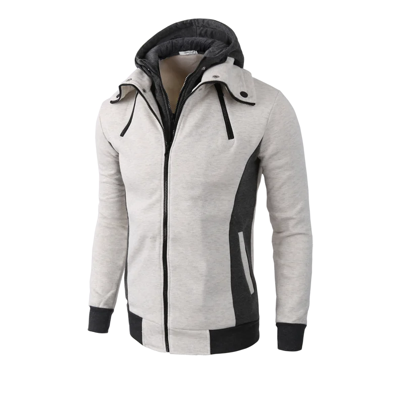 Herren Sport Hoodie Multi-Taschen – Laufjacke mit Reißverschluss für Training