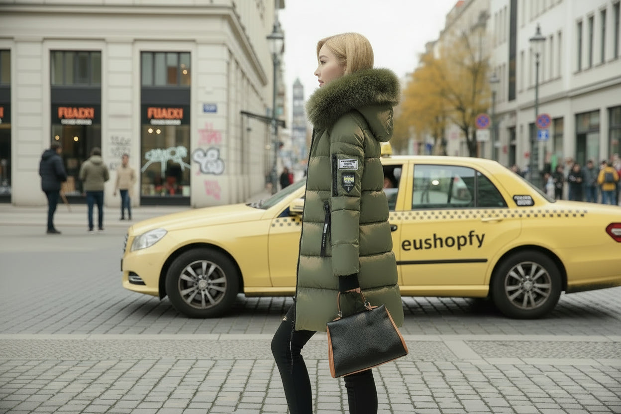 Parka d'hiver pour femme avec capuche – Manteau chaud à col en fourrure, long