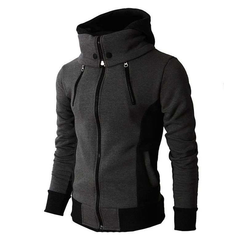 Herren Sport Hoodie Multi-Taschen – Laufjacke mit Reißverschluss für Training