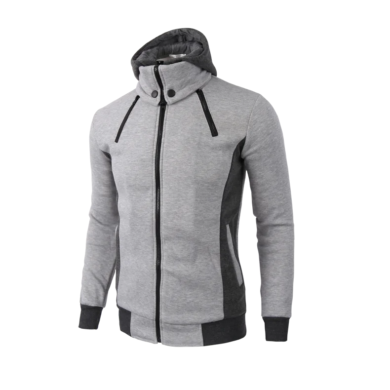 Herren Sport Hoodie Multi-Taschen – Laufjacke mit Reißverschluss für Training