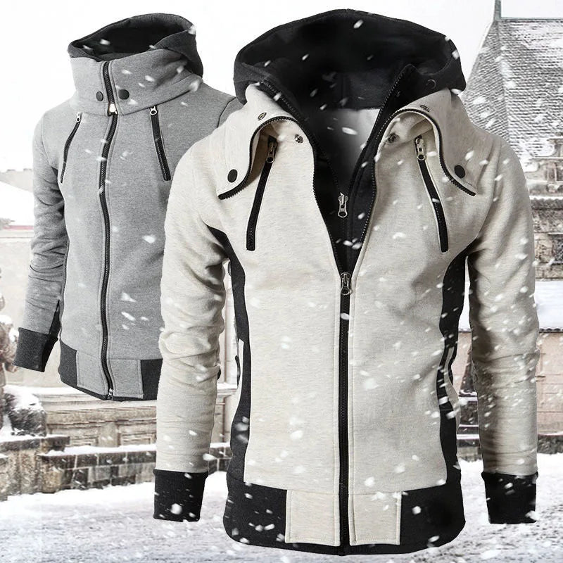 Herren Sport Hoodie Multi-Taschen – Laufjacke mit Reißverschluss für Training