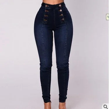Damen Jeans High Waist Vintage – Denim Bleistifthose Knöchellang Streetwear