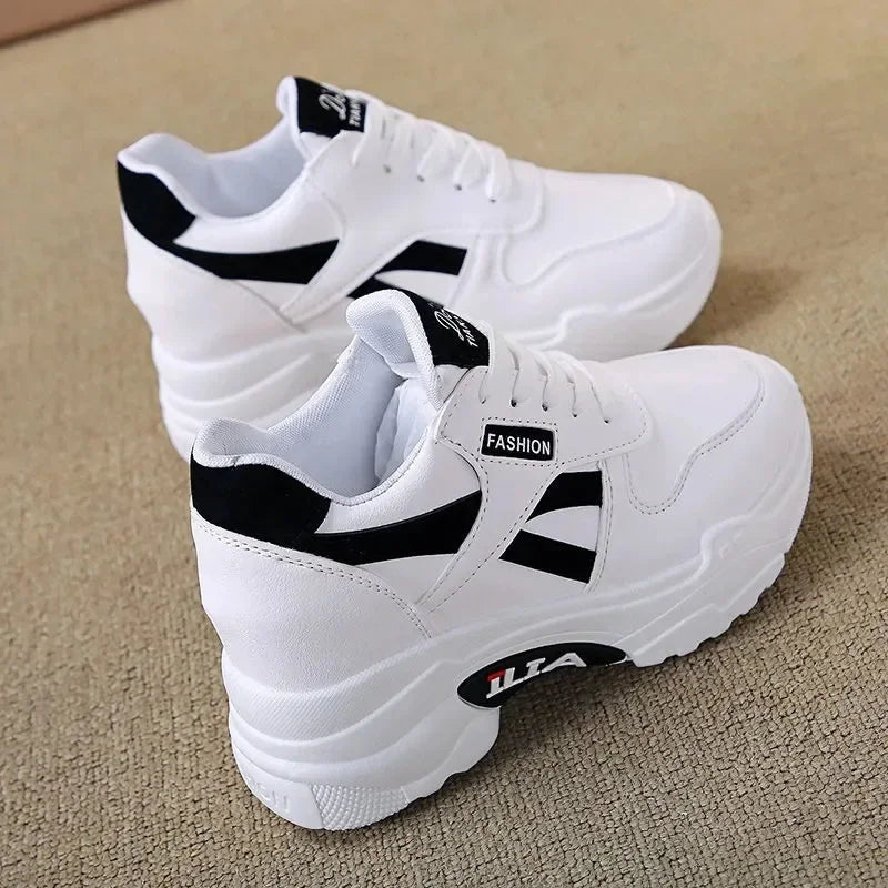 Damen Chunky Sneakers Plateau - Sportliche Freizeitschuhe mit Keilabsatz