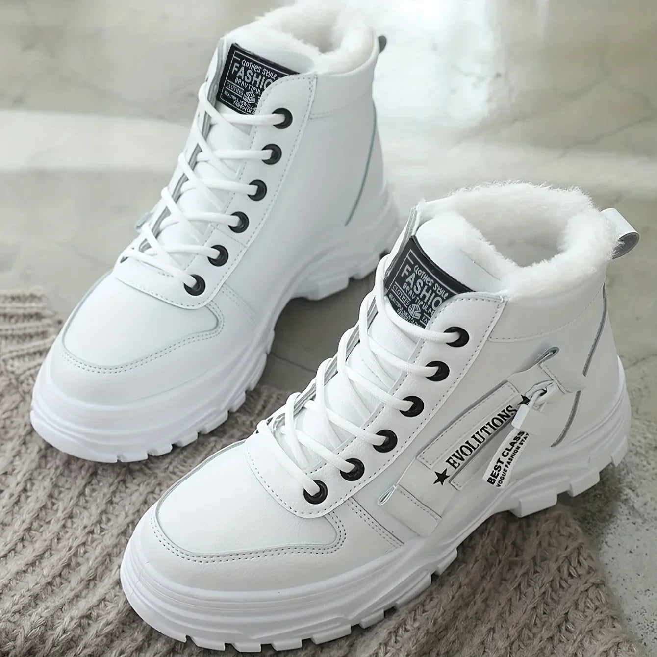 Damen High-Top Winter Sneakers Gefüttert - Warme Schnür-Freizeitschuhe