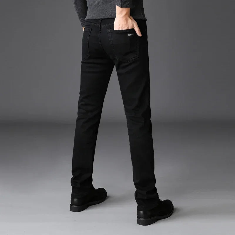 Herren Biker Jeans Schwarz – Stretch Denim Hose mit Biker-Details