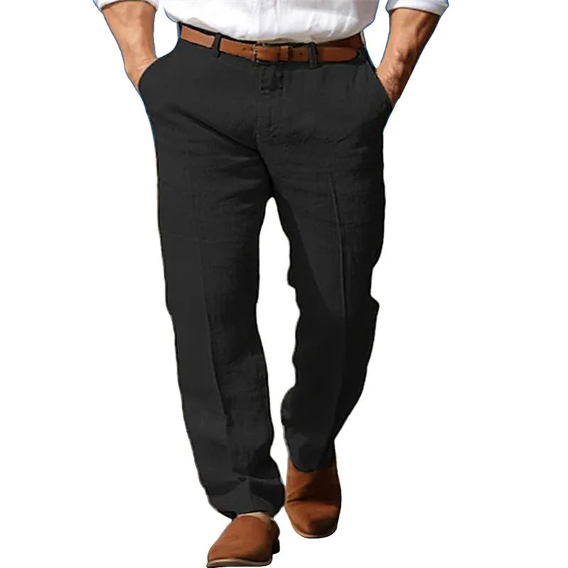 Herren Leinenhose Sommer – Business Casual Stoffhose Atmungsaktiv