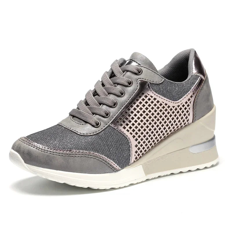 Damen Plateau Sneaker Keilabsatz – Leichte Vulkanisierte Schuhe Atmungsaktiv