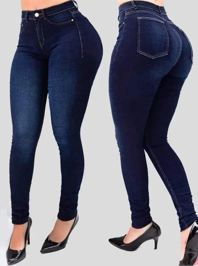 Damen Jeans High Waist Hellblau – Figurformende Denim Hose Streetwear