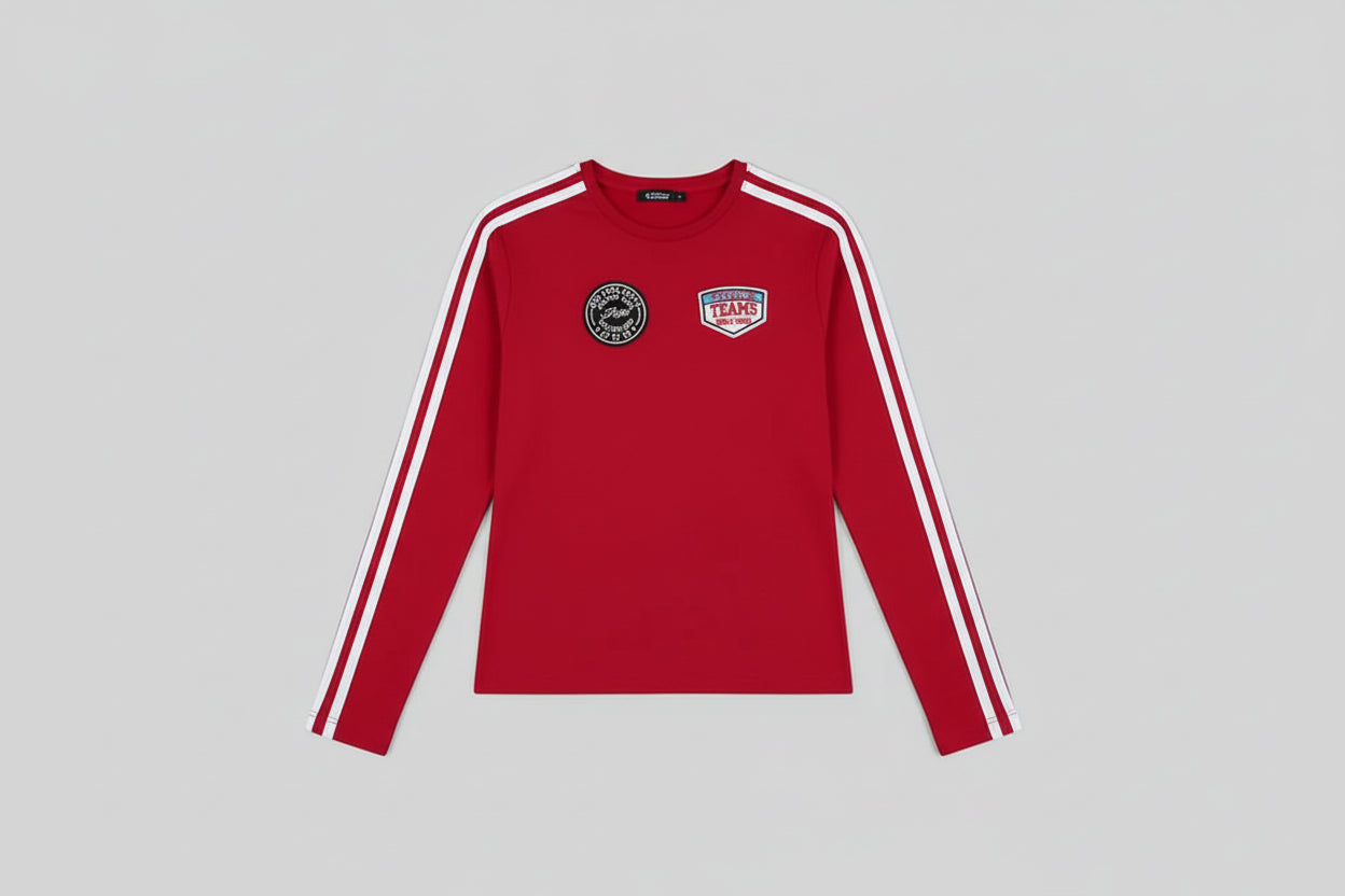 T-shirt rayé à manches longues et col rond pour femme – Coupe ajustée, style décontracté printanier