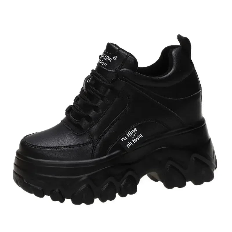 Damen Winter Plateau Sneakers 9cm - Warme Chunky Schuhe Gefüttert