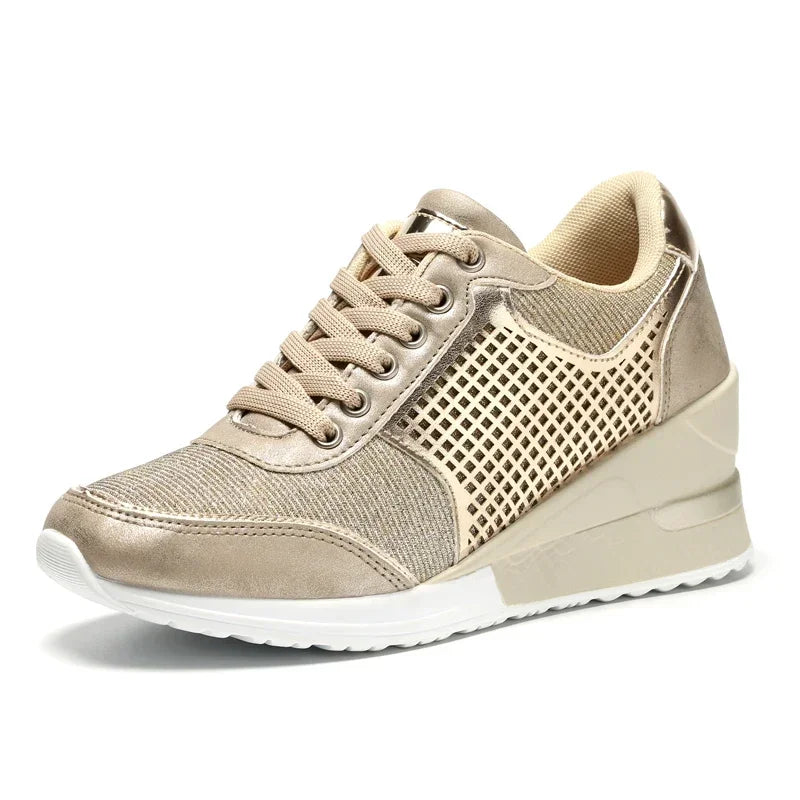 Damen Plateau Sneaker Keilabsatz – Leichte Vulkanisierte Schuhe Atmungsaktiv