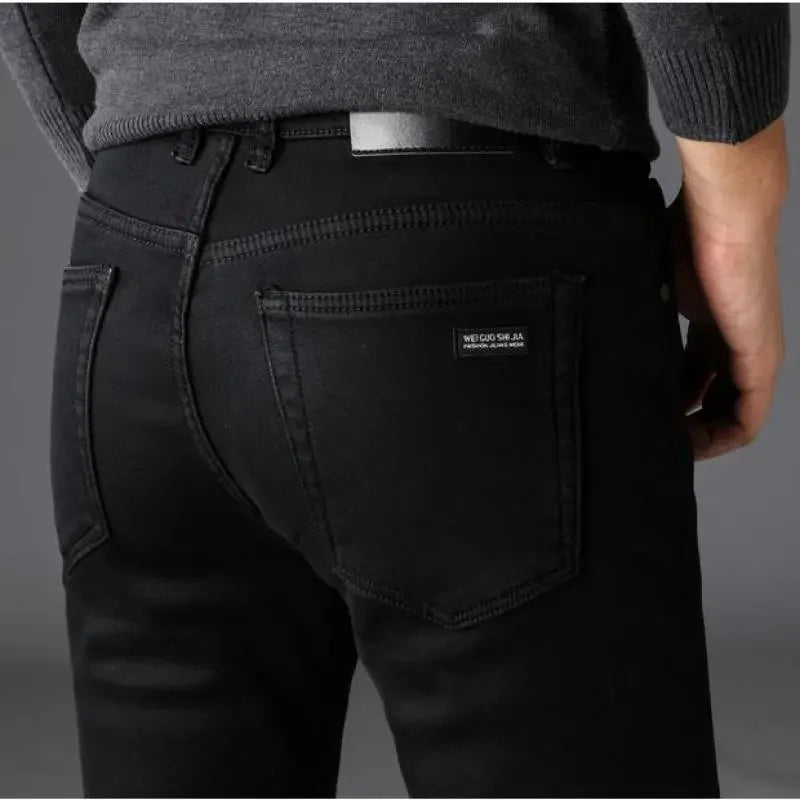 Herren Biker Jeans Schwarz – Stretch Denim Hose mit Biker-Details