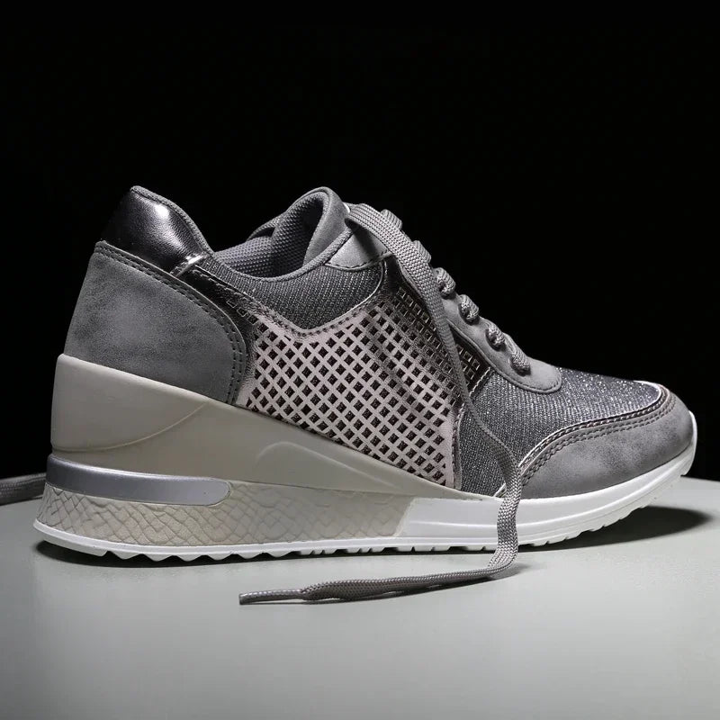 Damen Plateau Sneaker Keilabsatz – Leichte Vulkanisierte Schuhe Atmungsaktiv