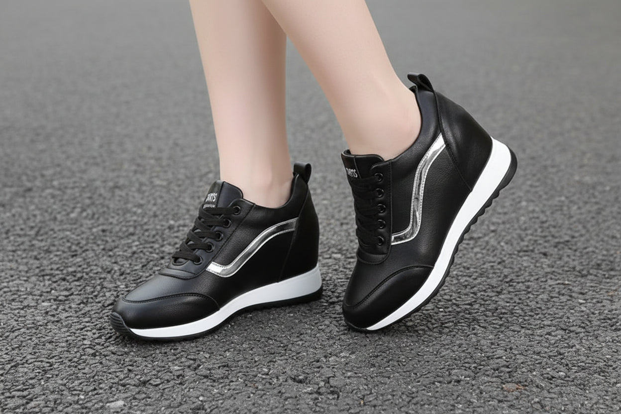 Damen Plateau Sneaker Keilabsatz - Bequeme Freizeitschuhe