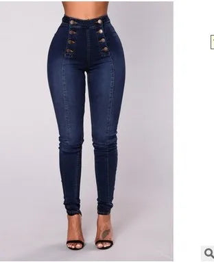Damen Jeans High Waist Vintage – Denim Bleistifthose Knöchellang Streetwear