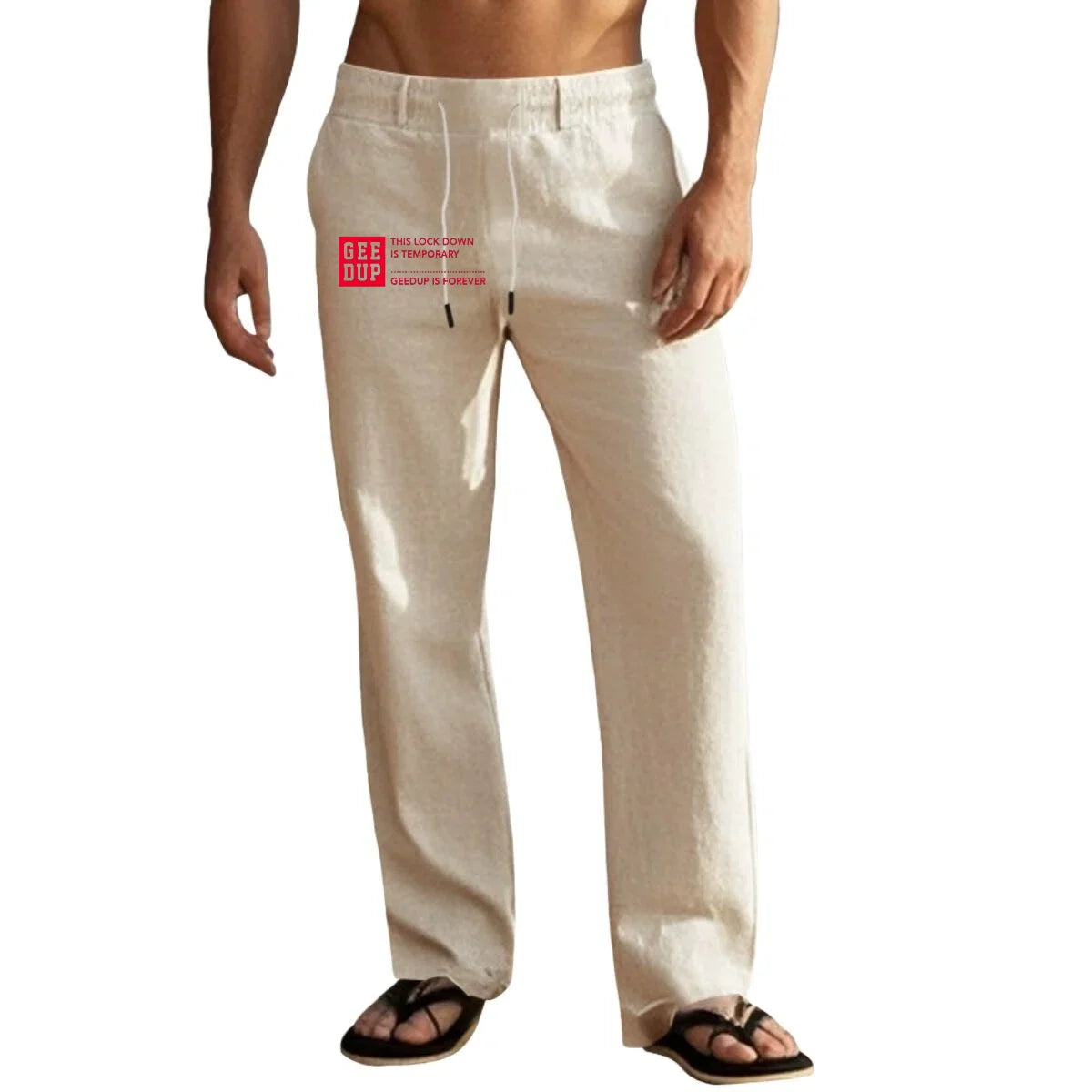 Herren Leinenhose Sommer Kordelzug – Leichte Strandhose Casual Freizeithose