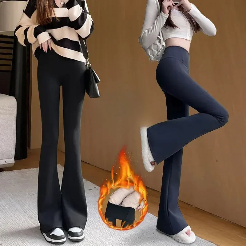 Women's Gothic Leggings Y2K – Seamless Flare Leggings for Winter &amp; Streetwear