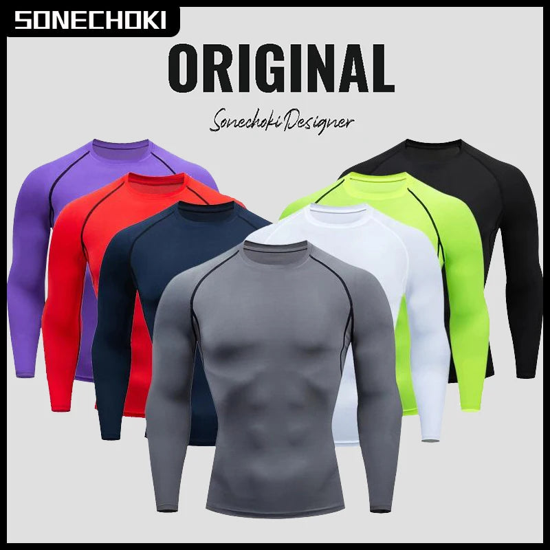 Herren Kompressionsshirt Langarm – Quick Dry Funktionsshirt für Fitness & Laufen