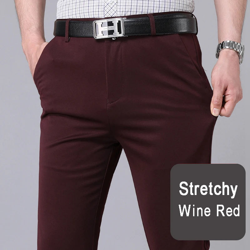 Herren Anzughose Schwarz Stretch – Business Casual Stoffhose Quick Dry