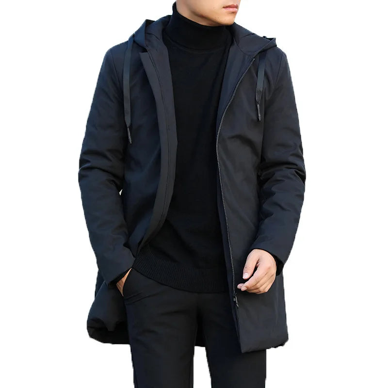 Herren Winterjacke Lang – Warmer Parka mit Kapuze Winddicht