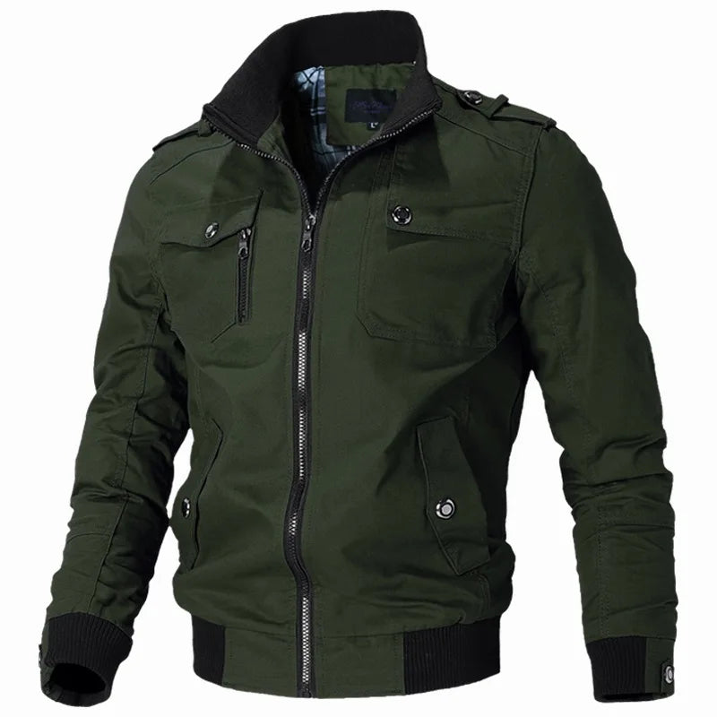 Men's Lightweight Bomber Jacket – Casual Windbreaker with Stand-Up Collar for Spring &amp; Autumn