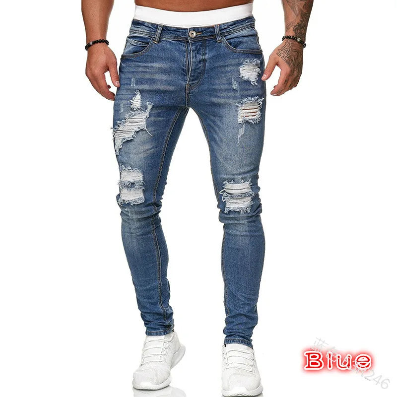 Herren Jeans Slim Fit Stretch – Vintage Wash Denim Hose für Arbeit & Freizeit