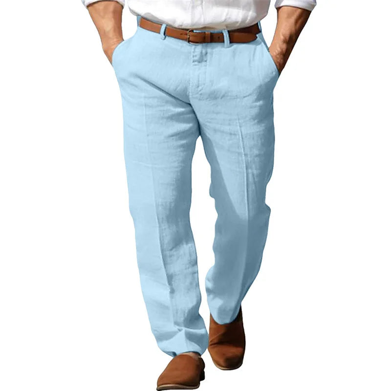 Herren Leinenhose Sommer – Business Casual Stoffhose Atmungsaktiv