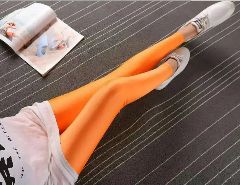 Women's Neon High Waist Leggings – Colorful Stretch Pants in Candy Colors