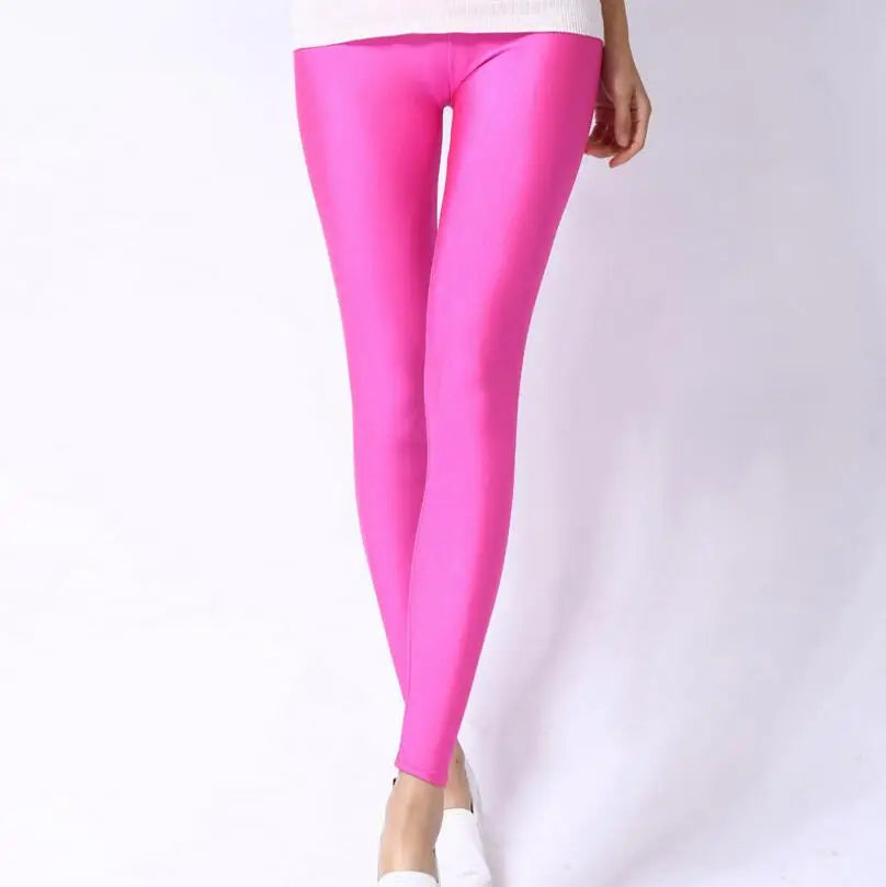 Women's Neon High Waist Leggings – Colorful Stretch Pants in Candy Colors