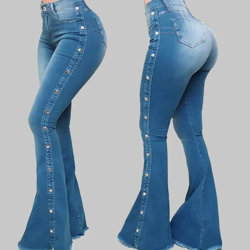 Damen Flare Jeans High Waist – Vintage Schlaghose Stretch Denim