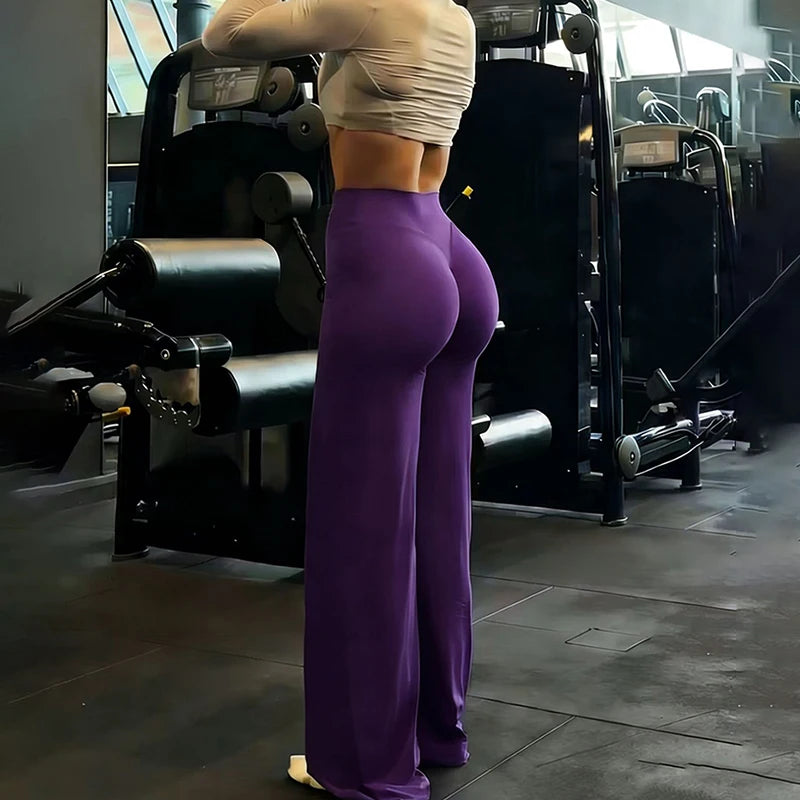 Damen Yoga Hose Wide Leg – High Waist Leggings Bauchkontrolle für Gym & Workout