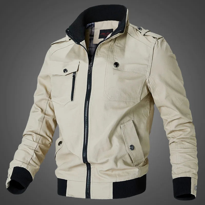 Men's Lightweight Bomber Jacket – Casual Windbreaker with Stand-Up Collar for Spring &amp; Autumn