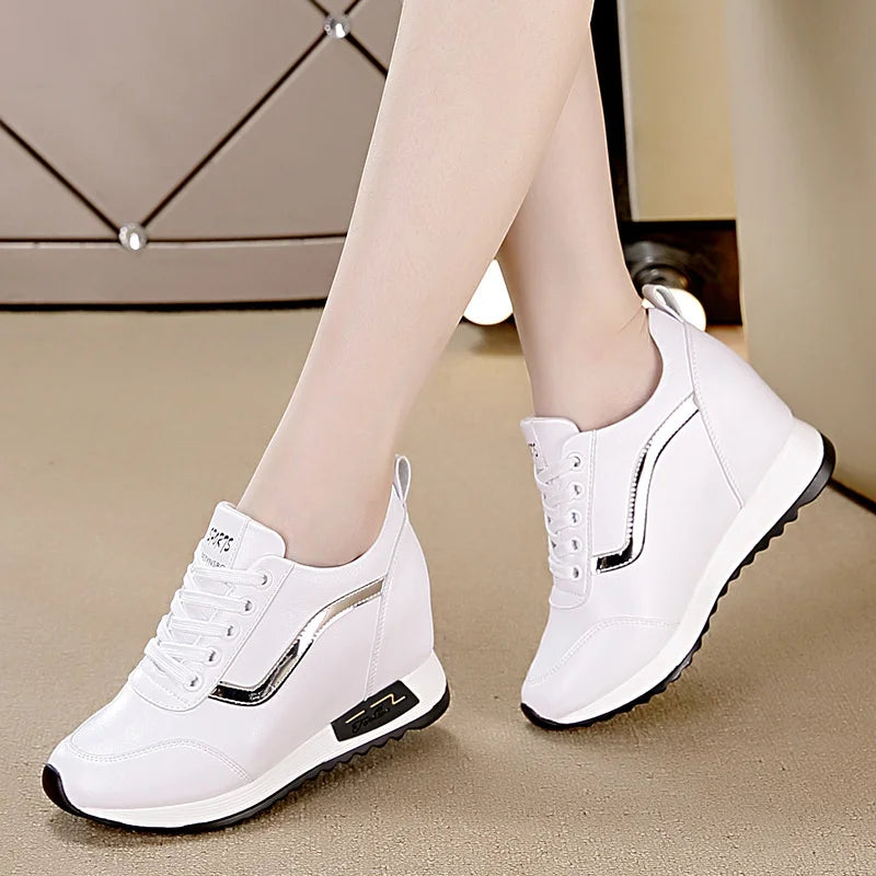 Damen Plateau Sneaker Keilabsatz - Bequeme Freizeitschuhe