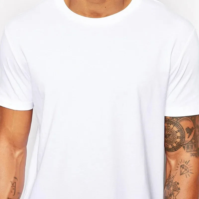 Men's Longline Cotton T-Shirt – Extra Long Hip Hop Streetwear