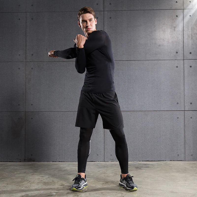 Herren Kompressionsshirt Langarm – Quick Dry Funktionsshirt für Fitness & Laufen