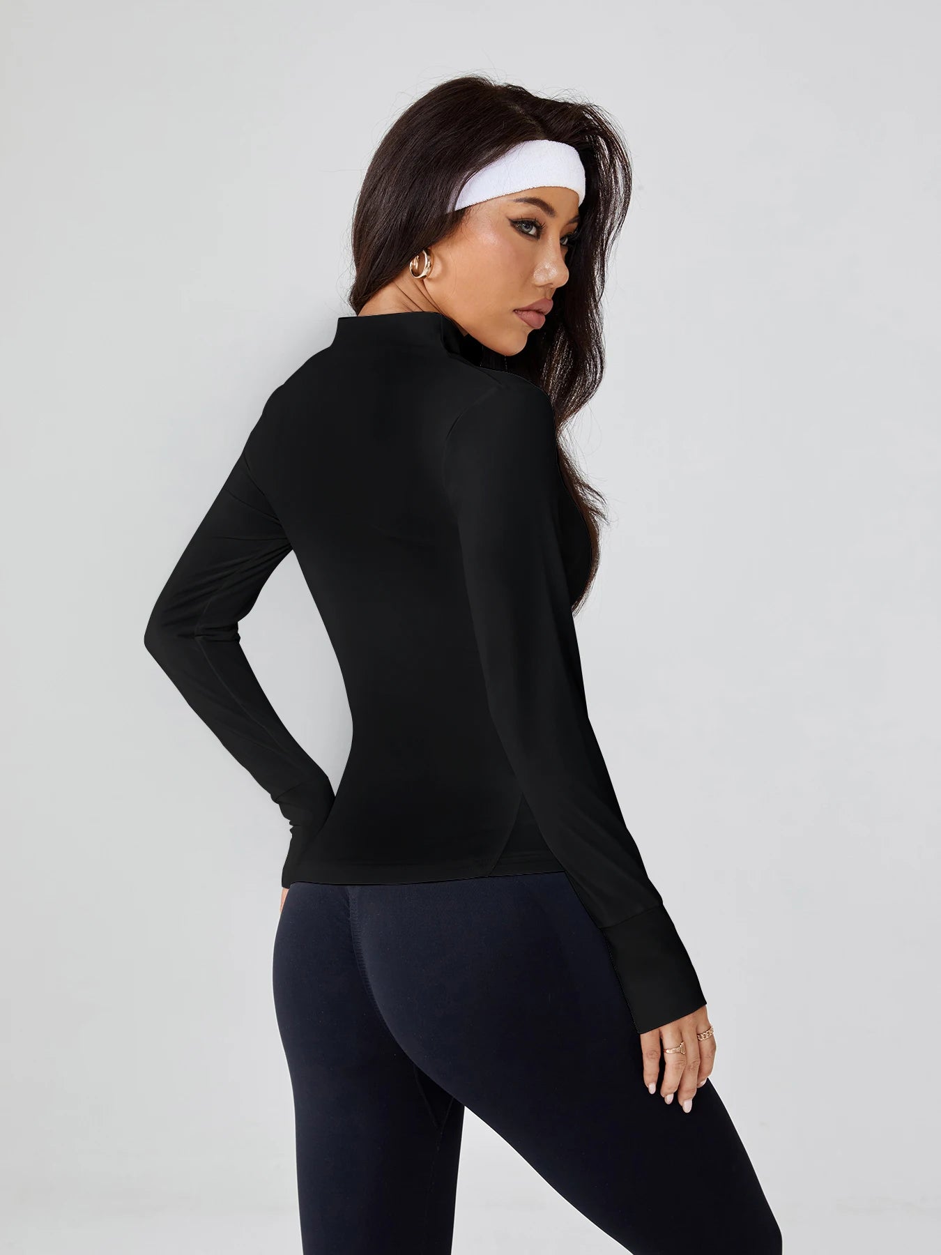 Damen Yoga Crop Top Langarm – Sport Shirt Slim Fit Herbst Winter