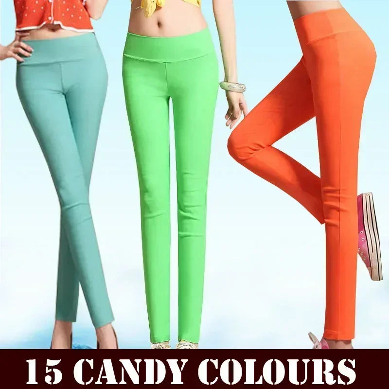 Leggings en coton taille haute pour femme - Pantalons extensibles disponibles en 15 couleurs jusqu'à la taille 6XL