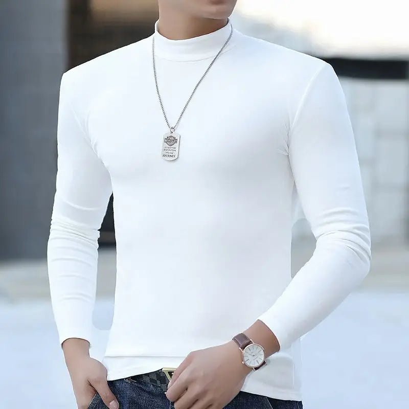 Herren Langarmshirt Hoher Kragen – Thermal Shirt für Herbst & Winter