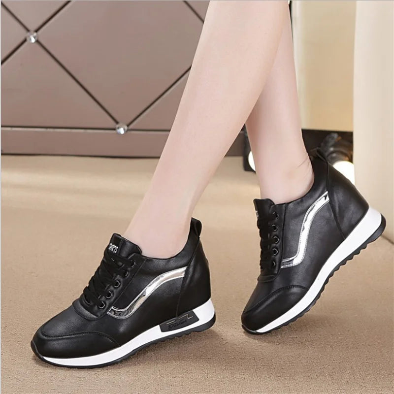 Women's Platform Wedge Sneakers - Comfortable Casual Shoes