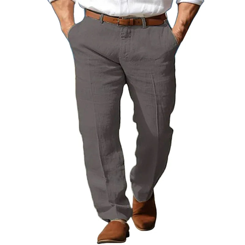 Herren Leinenhose Sommer – Business Casual Stoffhose Atmungsaktiv