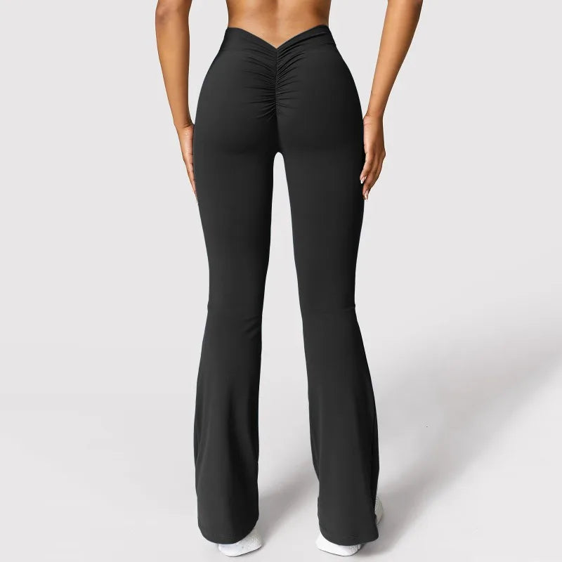 Damen Sport Leggings High Waist – Gym Hose Push-Up V-Rücken