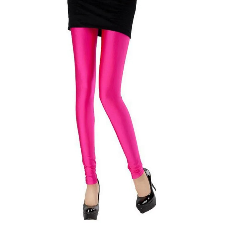 Women's Neon High Waist Leggings – Colorful Stretch Pants in Candy Colors