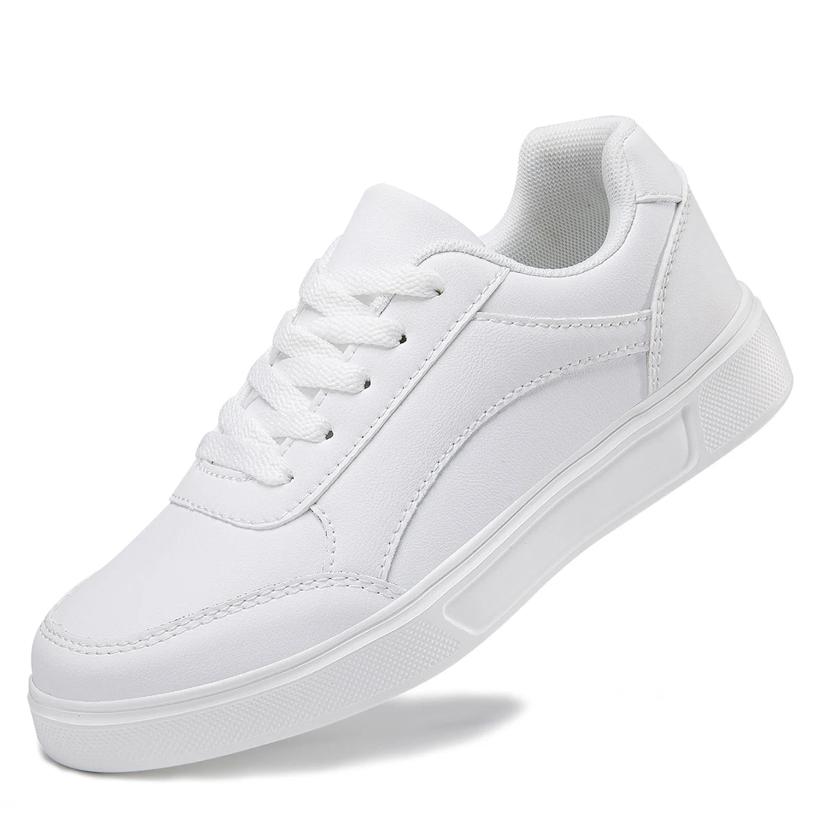 Damen Plateau Sneaker Leder – Casual Skateboard Schuhe rutschfest