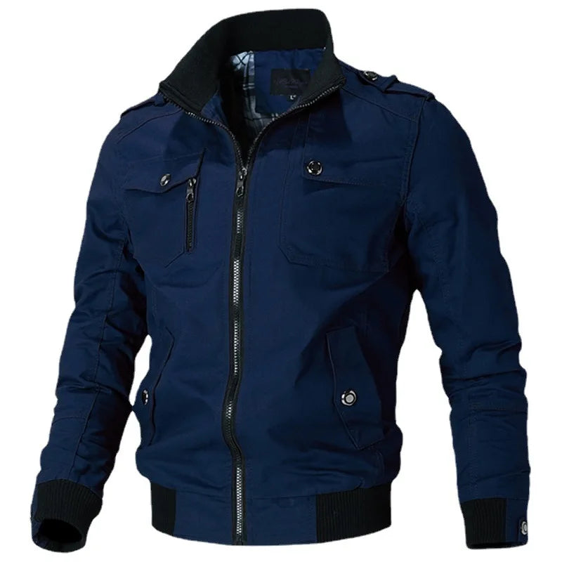Men's Lightweight Bomber Jacket – Casual Windbreaker with Stand-Up Collar for Spring &amp; Autumn