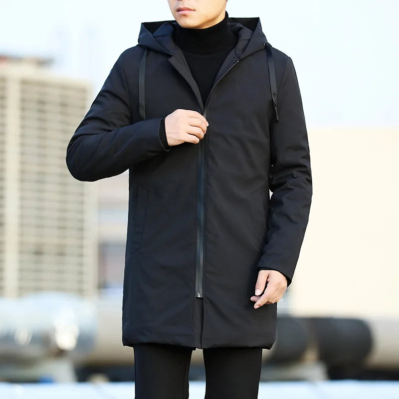 Herren Winterjacke Lang – Warmer Parka mit Kapuze Winddicht
