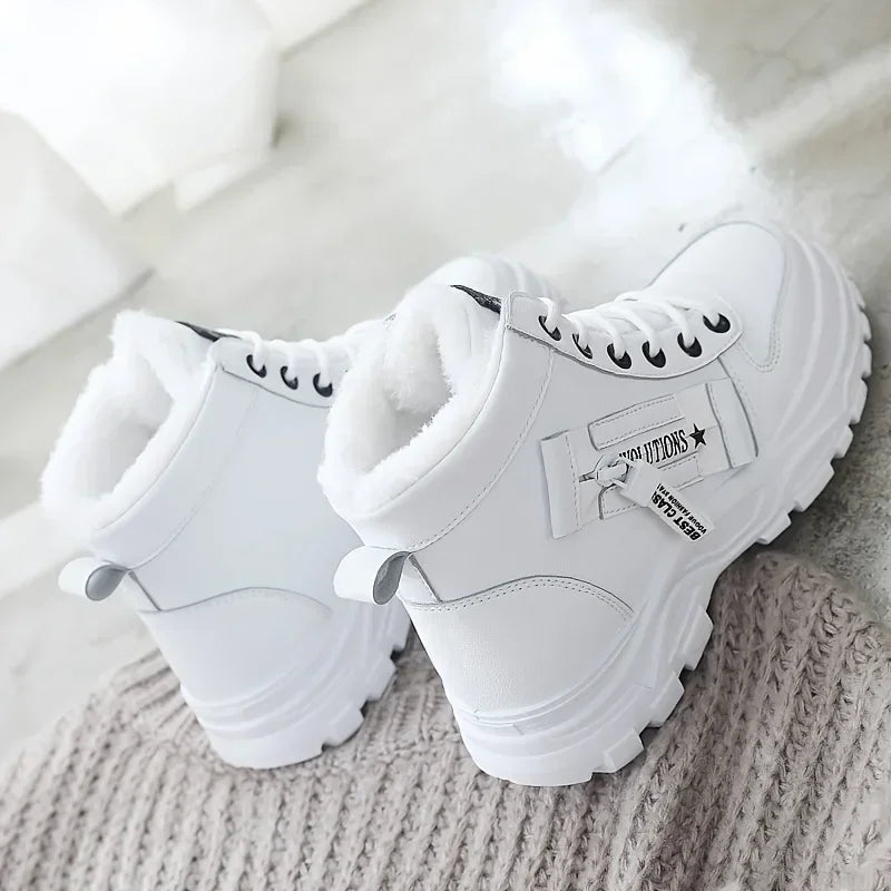 Damen High-Top Winter Sneakers Gefüttert - Warme Schnür-Freizeitschuhe
