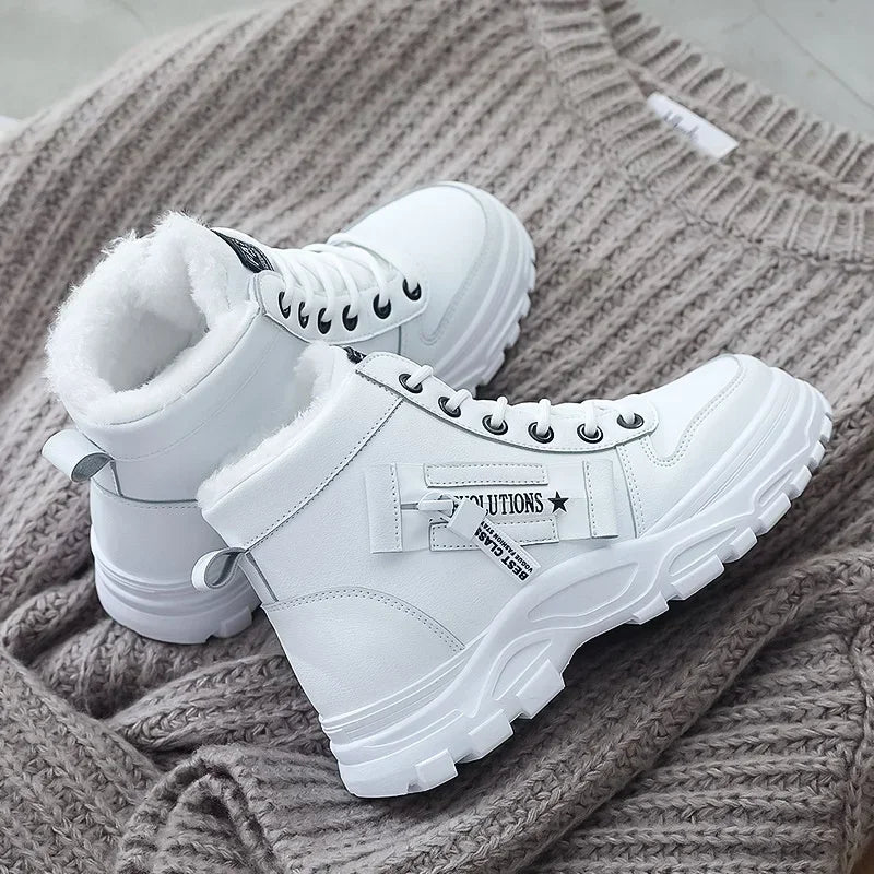 Damen High-Top Winter Sneakers Gefüttert - Warme Schnür-Freizeitschuhe