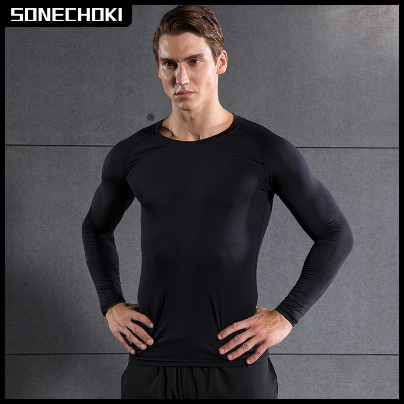 Herren Kompressionsshirt Langarm – Quick Dry Funktionsshirt für Fitness & Laufen
